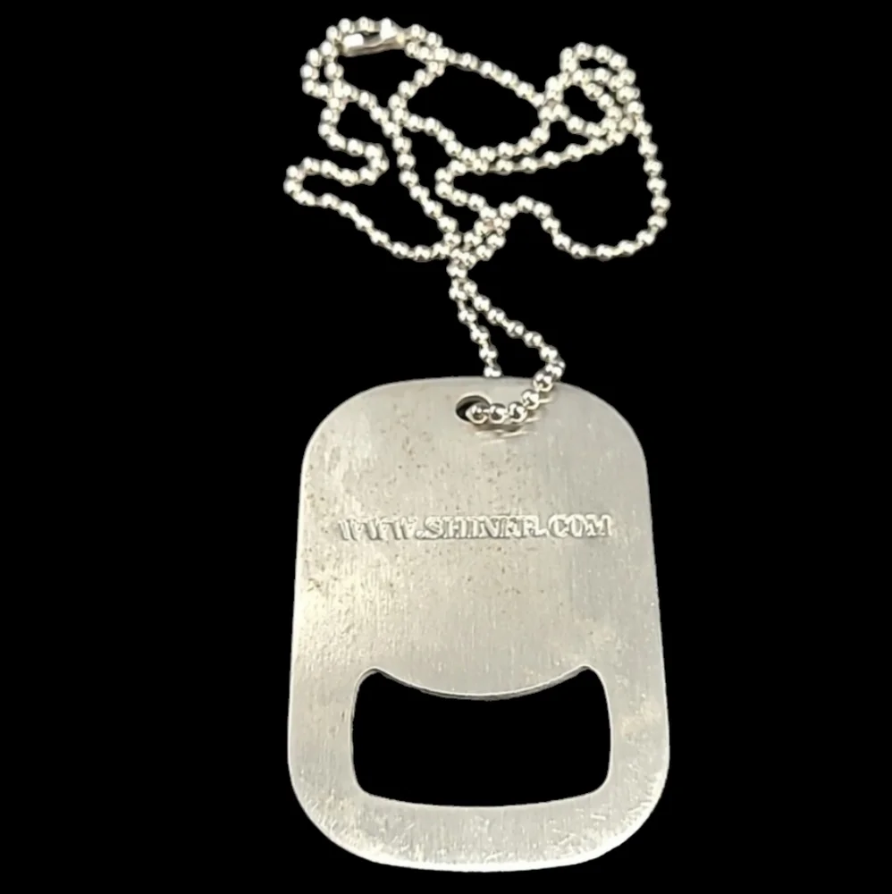 NEW SHINER BEER DOG TAG BOTTLE OPENER WITH CHAIN